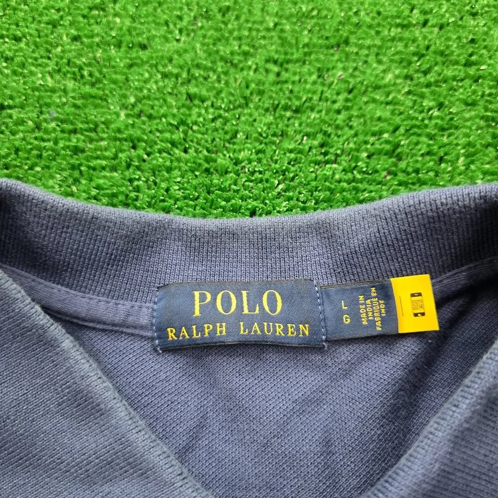 Polo Ralph Lauren Polo Shirt Mens Large Blue Striped Short‎ Sleeve Golf Preppy